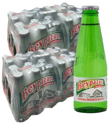 Beypazari Natural Mineral Water – Doğal Maden Suyu – 250 ml Glass Bottles | Lightly Sparkling, Crisp Taste | Original & Fruit Flavours (48 Bottles, Natural)