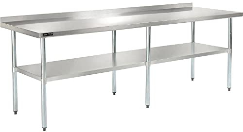 Nexel WB9630BSS Stainless Steel Worktable with Backsplash, 96W x 30D x 35H
