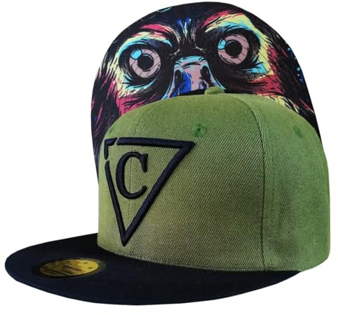 Capiche [99+ Designs] Chapeau Snapback Vert, Mighty Eagle, Flatcap pour Hommes, Fullcap Unisexe, d'aviateur, Vert Olive, visière Noire, Design d'oiseau, d'aigle, Garde forestier