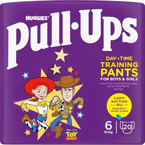 Huggies Pull-Ups, pantalones de entrenamiento para el día de 2 a 4 años, talla 6-7 pañales para dominadas (40 pantalones), pantalones de entrenamiento para ir al baño fácilmente - Aprende húmedo de