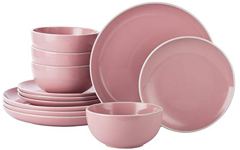 12 Piece Bubble Gum Pink Dinner Set