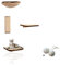 Rohrschneider Deluxe Katzen Kletterwand-Set 4-teilig beige | Wandmontage Katzenmöbel & Spielzeug mit Hängematte | Optimal für Wandgestaltung & Spielspaß