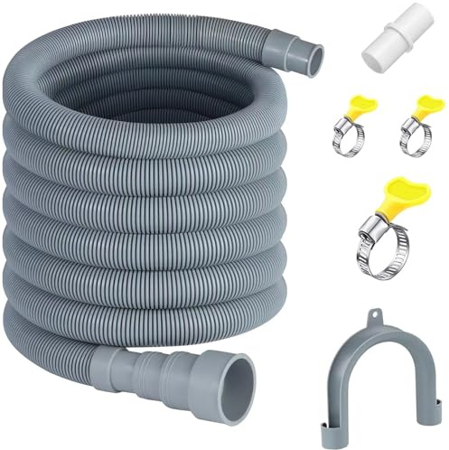 Fieaheily 10ft Washing Machine Drain Hose With Clamp, Universal Extension Hose Kit for Washing Machine, Dryer, Heavy-Duty Hoses Fit up to 1-1/2 Inch Drain Outlets, Fit for Whirlpool, LG, GE, Samsung