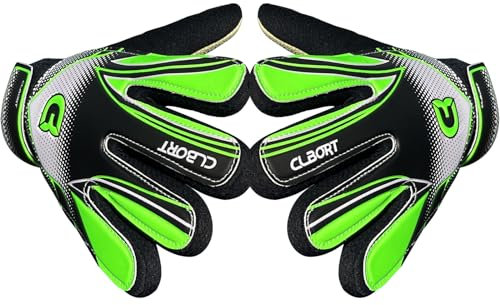 CLBORT Torwarthandschuhe Kinder und Jugendliche, Fußball Torwarthandschuhe, Fußballhandschuhe, Doppeltem Schutz, Tragbarkeit, Super Halt