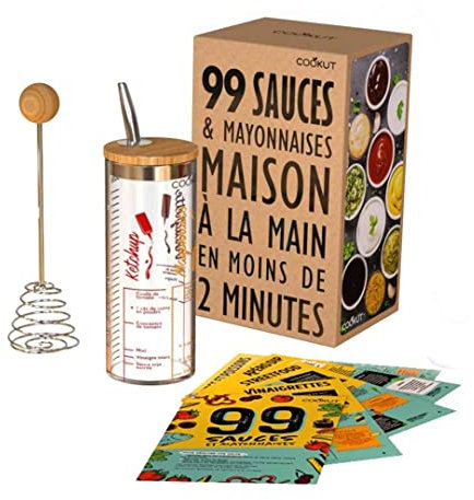 COOKUT - Shaker Sauce - 99 Sauces Maison Délicieuses et Inratables en Moins de 2 Minutes ! Vinaigrettes, Mayonnaises, Ketchup, Sauces pour Viandes et Desserts