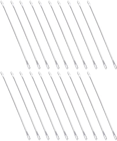 20 Pezzi Ago a Doppia Cruna in Metallo 9 Cm di Lunghezza Ago di Trasferimento Aghi per Cucire Cruna Grande Adatta per Macchina per Maglieria Artsupplies