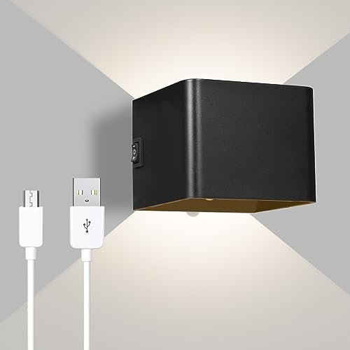 Neoglint Applique Senza Fili da 5 W Con Sensore, Luce Bianca Calda 3000K per Parete Interno, Lampada a Batteria da 2000mAh, Cubo LED per Corridoio, Soggiorno