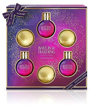 Baylis & Harding Midnight Fig & Pomegranate Festive Bauble Bath & Shower Gift Set - Vegan Friendly