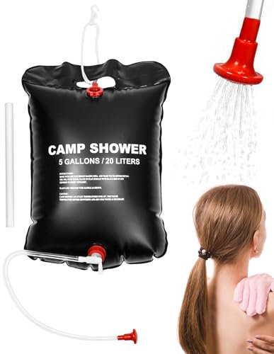 QWORK® Ducha portátil para Camping, Ducha Solar con indicador de Temperatura, Capacidad de 20L