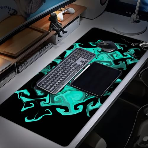 Skrivbordsunderlägg Mousepad XXL Gaming - 90 x 40 cm stort musmatta, vattentätt halkfritt, skrivbordsunderlägg, skrivbordsmatta, bordsunderlägg, för kontor hemma (Grönt)