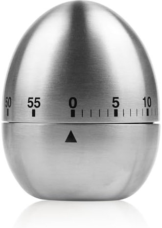 NInE-ROnG WG015 Egg Kitchen Timer Stainless Steel Mechanical Rotating Alarm 60 Minutes Count Down Timer for Cooking Learning