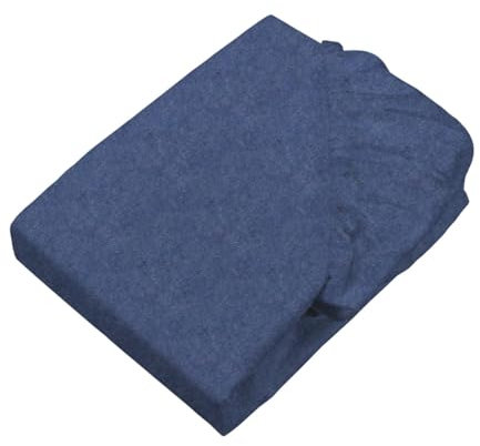 sleepling Biber Spannbetttuch Melange, Feinbiber Spannbettlaken, Made in Germany, Matratzen bis 23 cm Höhe, Rundum Gummizug, Ökotex, waschbar 60 Grad, 90 x 200, Marineblau meliert