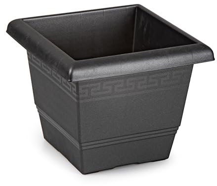 CABLEPELADO Macetero Cuadrado de plástico, Maceta Cuadrada de plástico, Jardinera Cuadrada, Tiesto Cuadrado de plástico, Plástico, Apto balcón, jardín, Patio, 25 cm Ancho x 20 cm Alto, Negro