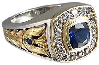 Mnyixsi 18K Gold Plated Retro with Sapphire Diamond Mens Ring CZ Vintage Ring Square Gemstone Stering Silver Ring 2 Tone Intertwined Cocktail Ring Preserving Luxury Diamond Ring Gentleman Size 7