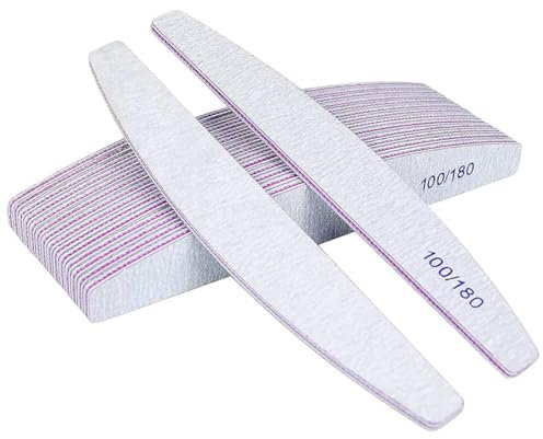 16 Pezzi Lima per unghie, 100/180 Grana per Uso Domestico e Salone, Gomma,Carta,Vetro,Mezza luna Bilaterale Strumenti per la Cura Degli Unghie