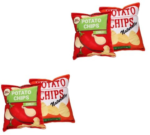 BESPORTBLE 4stücke Molar-Spielzeug Für Hunde Strapazierfähiges Quietschspielzeug Kartoffelchips-Form Für Interaktive Beschäftigung Und Zahnpflege Maschinenwaschbar Rot Und Orange