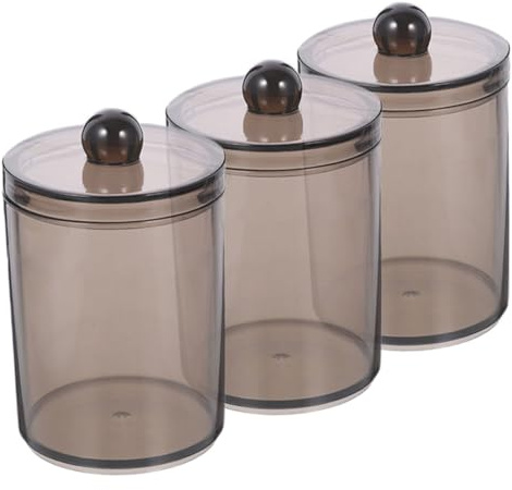 CONGARTENO 3pezzi Contenitore Di Cotone Organizzatore Con Coperchio Per Dischetti Cosmetici e Palline Di Cotton Fioc Scatola Di Conservazione Dispenser Per Bagno Piccoli Organizer Per Trucco