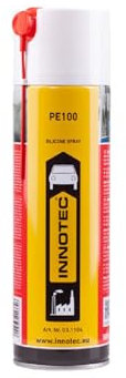 Innotec Silikonspray PE100 - Schmiermittel schmiert, pflegt und schützt langanhaltend Gummi-, Kunststoff-, Holz- und Metallteile - Servicespray - Beseitigt Knarr- und Quietschgeräusche - 1Stück PE100