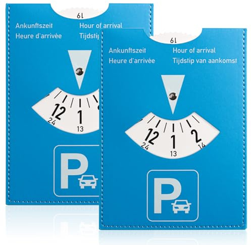 WDFCN 2 Stück 11x15cm Maxi Parkscheibe Ankunftszeit aus Weichem Kunstleder Soft-Touch Blau für Auto Motorrad Wohnmobil (2)