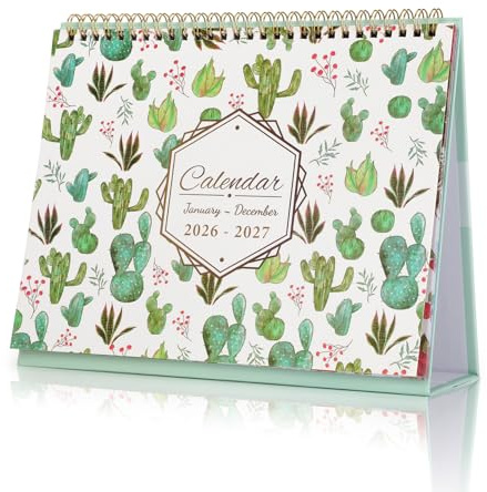 ZEEYUAN Tischkalender 2026-2027 Kalender 24 Monatskalender von Jan. 2026 bis Dez. 2027 mit Aufgabenliste Tischkalender zum Aufstellen 21,1 x 25,3cm