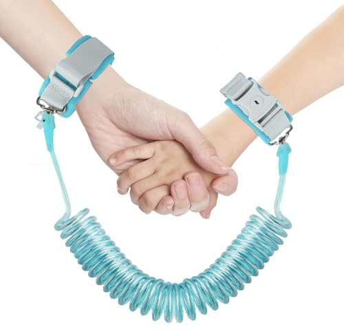 Anti Lost Toddler Wrist Reins, Anti-Lost Child Safety Wrist Link, Toddler Safety Harness Walking Leash, 2.5M 360 Degree Rotating Wrist Strap with Elastic Wire Rope for Kids Baby Boys Girls-Blue