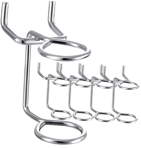 LIFKOME Set 5 Pezzi Ganci Per Pannelli Forati in Ferro Doppio Anello Porta Cacciavite e Utensili, Organizer Da Parete Per Casa, Officina e Garage, Supporto Resistente Per Pannello Standard