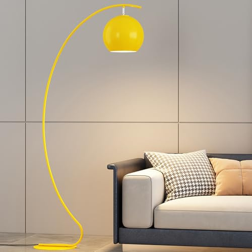 FROIDEXG Lampada da terra ad arco nordico Lampada da terra per soggiorno Lampade da terra in ferro nero Lampada alta per camera da letto E27 con lampadina Paralume regolabile Lampada standard moderna
