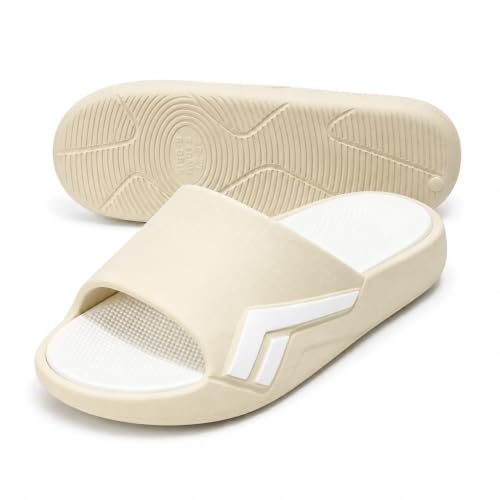 CLEIKS Ciabatte Donna da Bagno con Fondo Sicuro e Calzata Comoda per Ogni Giorno (Beige, 40/41EU, WES260393-0)
