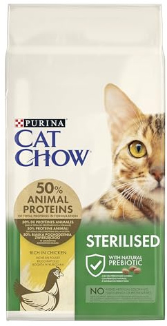 PURINA CAT CHOW | Adulte | Aliments Secs pour Chat Stérilisé | Poulet | 10 kg | Sac