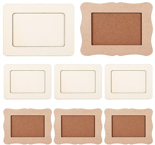 CosyCaya 8 Stück Kinder Holzbilderrahmen Set, Bilderrahmen für DIY Holzfarbe, Bastelrahmen Set für Kinderzeichnungen für Tischdisplay Kindergeburtstag Geschenke Kunsthandwerk Dekoration Geburtstage