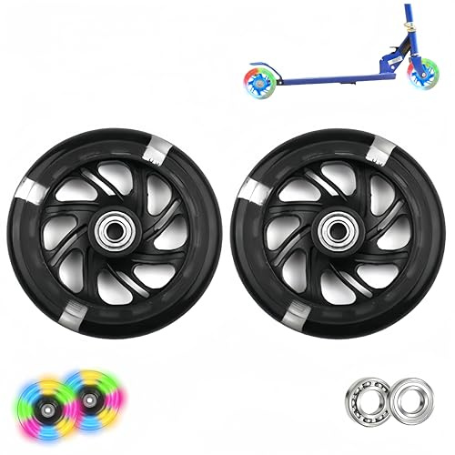 HJYDGJ Ruedas para scooter, 2 unidades, luminosas, para todos los scooters negros con ruedas de 100 mm, brillantes