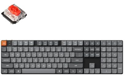 Keychron K5 Max Ultraflache kabellose mechanische Tastatur, QMK/VIA programmierbar, 3-Modus Bluetooth/2.4 GHz/Kabel mit weiß LED, Low Profile Gateron Red Switch, PBT Tastenkappen