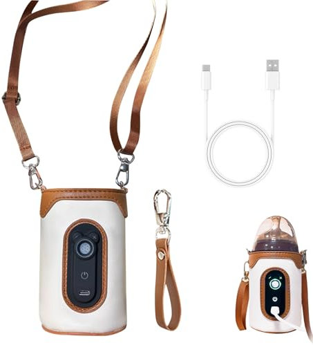 Tragbarer Baby Flaschenwärmer, USB Schnell-Flaschenwärmer mit Temperaturregelung, USB Babyflaschenwärmer & LCD-Display, Geeignet für alle Flaschen,Flaschenwärmer Baby Unterwegs für Zuhause, Reisen (L)