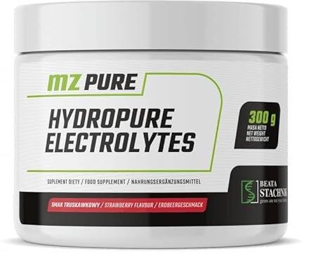 HydroPure Electrolytes 300g - Veganpulver - Dagligt stöd för hydrering och ämnesomsättning - 30-dagarsförbrukning - Elektrolytdrinkmix med jordgubbssmak - av MZ