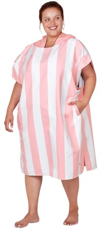 Dock & Bay Adult Beach Poncho - Hooded Towel with Deep Pockets - for Beach and Pool - Super Absorbent, Quick Dry - Cabana - Malibu Pink - XL (120x95cm)