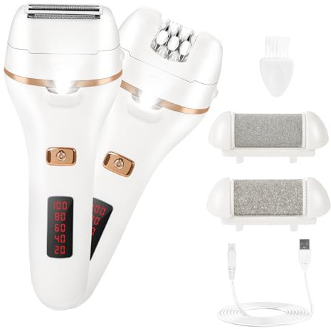 Tondeuse de bikini pour femme, rasoir électrique 4 en 1 pour poils pubiens, épilateur et épilateur électrique pour callosités, utilisation humide/sèche, épilation rechargeable pour bikini jambes