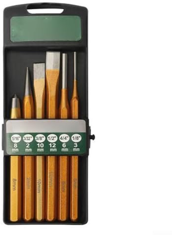 DAZZLEEX Efficiente set di 6 scalpelli con scalpello appuntito, strumenti per la lavorazione del legno, piatto, per lavori meccanici, automobilistici o carrozzeria, azionamento o rimozione perni