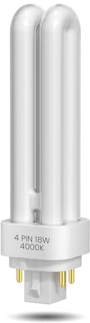 TobeBright 18W Compact Fluorescent Lamp 4 Pin, Natural White 4000K Gx24Q-2 2U Double Turn Tube Energy Saving Bulb 240V PLC 840 CFL Lamp Non-dimmable for Porch, Corridor, Living Room, Office (1-Pack)
