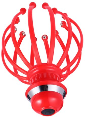 TEHAUX Appareil de Massage Électrique Tête Griffes Détachables et Billes en Acier 360° Rotatives, Masseur Portable Rouge, Fatigue et Stress, Stimulation Circulation Sanguine, Détente