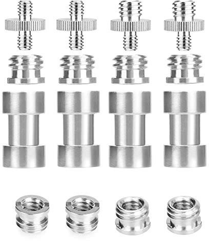 UTEBIT Kamera Gewindeadapter 1/4 zu 3/8 Zoll Stativschraube 1/4 zu 1/4 Gewinde Adapter Silber Metal Spigot Adapter für Kamera/Stativ/Monopad/Kugelkopf/Licht Standplatz