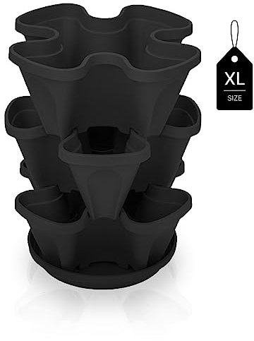 minify Pflanzturm mit 3 Ebenen Stapelbar in verschiedenen Ausführungen in XL/Schwarz