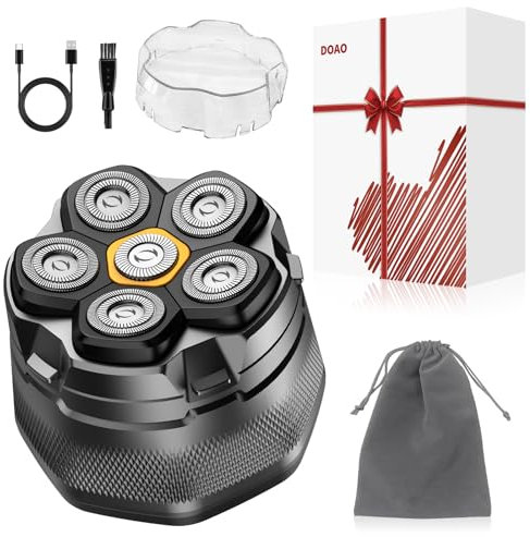 DOAO Afeitadora Cabeza Hombre, Afeitadoras Impermeables Actualizadas 2024 para Hombres Calvos, Afeitadora Eléctrica con Cabeza Magnético de 6D, Afeitado en Seco y Húmedo, Puerto USB-C (A6)