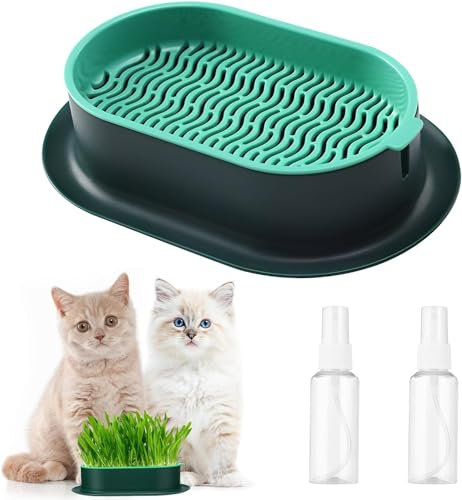 AUSYIWI Plant Bowls for Cat Grass Seeds,Grass Box for Cats,Cat Grass Planter for Indoor Cats,Catnip Plant Tray (Green)
