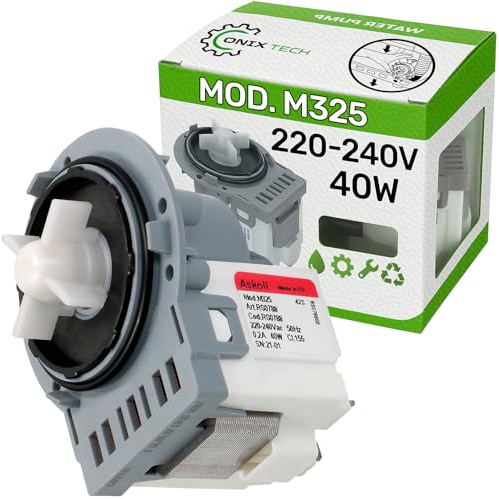 Laugenpumpe für Waschmaschine 40W 220 / 240V mit Original Code C00312432 für Ariston 480181701068 für Indesit 50245289009 für AEG Modell M325 - Garantie 5 Jahre - ONIX TECH