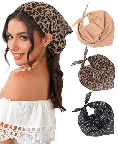 AWAYTR 3Pcs Triangle Hair Scarf Headband for Women Tie Back Head Scarf