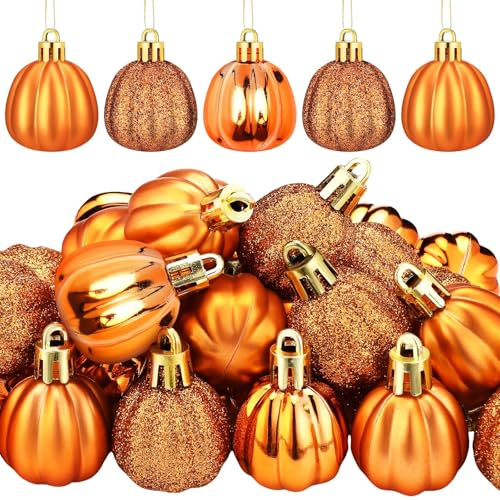 Ornamento Zucca Autunnale, 12 Pendente per Albero con Palline di Zucca, Mini Palline di Zucca Decorazioni per Autunno Raccolto Autunnale Ringraziamento Feste Halloween Decorazioni per La Casa (A)