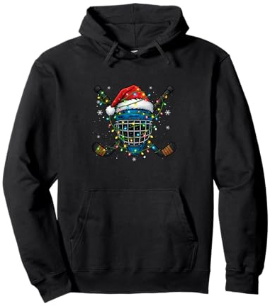 Christmas Ice Hockey Helmet Santa Xmas Men Boys Kids Teen Pullover Hoodie