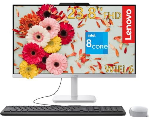 Lenovo 2026 24 FHD All-in-One Desktop Computer 16GB RAM 512GB PCIe SSD | IdeaCentre Business AIO, Intel 8-Core i3 Processor (up to 3.8 GHz), Wi-Fi 6, Windows 11，Ideal for Home Office and Students