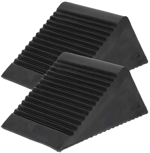 WHAMVOX Tope de Neumático de Goma Resistente 2 Piezas, Calzos para Ruedas de Coche Pequeños y Portátiles, Cuñas Antideslizantes para Vehículos, Uso en Garaje y Reparación de Automóviles