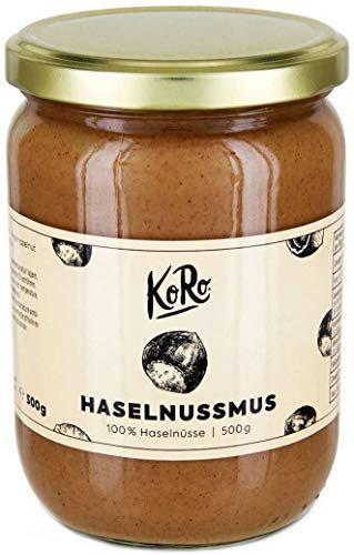 KoRo - Haselnussmus 500 g - Ohne Zusätze oder Konservierungsstoffe - Aus 100% Haselnüssen - Perfekt für Smoothies Bowls, Salatdressings und Brotaufstriche - Großes Glas zum Vorteilspreis